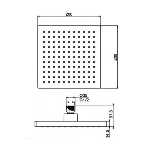 Palarie dus HERZ SQ ABS a54 200mm UH12112