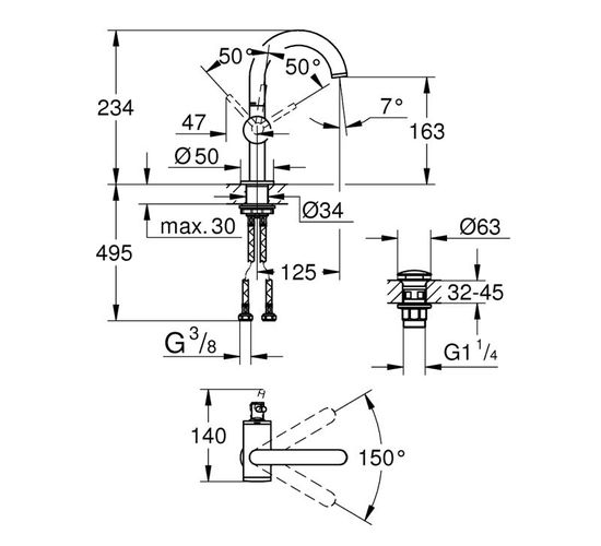 Baterie GROHE Atrio lavoar M 32043DA3