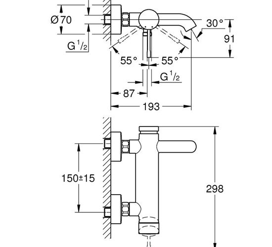 Baterie GROHE Essence New OHM cada 33624A01 Hard Graphite