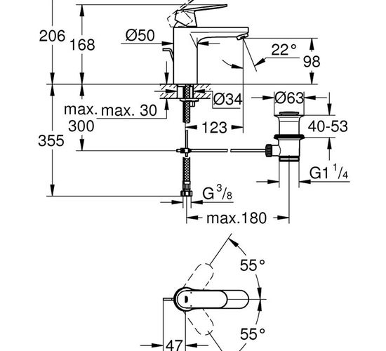 Baterie GROHE Eurosmart Cosmo lavoar 23325000