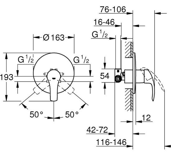 Baterie GROHE Eurosmart dus ingropata (33556002)