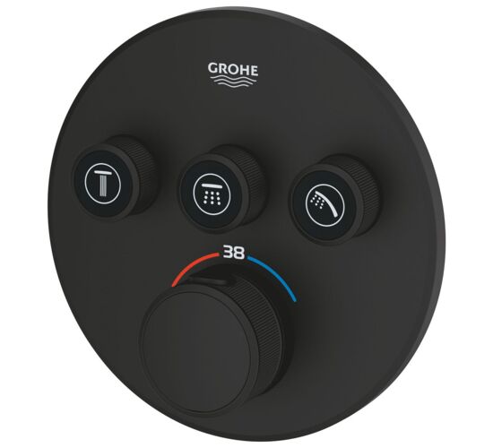 Baterie GROHE ingropata SmartControl 3 cai Termostat Phantom Black 29508KF0