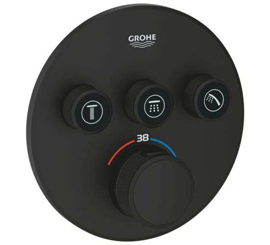 Baterie GROHE ingropata SmartControl 3 cai Termostat Phantom Black 29508KF0