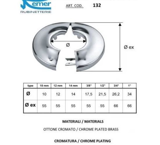 Rozeta mascare Remer 3/4 cromata