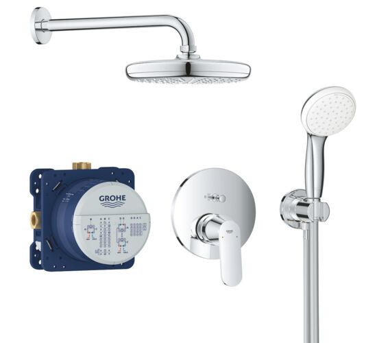 Set baterii GROHE Eurosmart Cosmo Tempesta 210 (igropata 2cai+palarie+dus lateral) 25219001