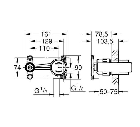 Corp ingropat GROHE baterie lavoar de perete Allure 23429000