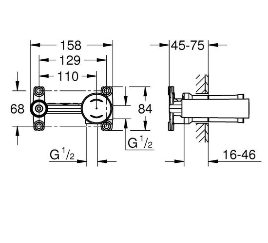 Corp ingropat GROHE baterie lavoar de perete 23571000