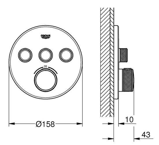 Baterie GROHE ingropata SmartControl 3 cai Termostat 29121A00