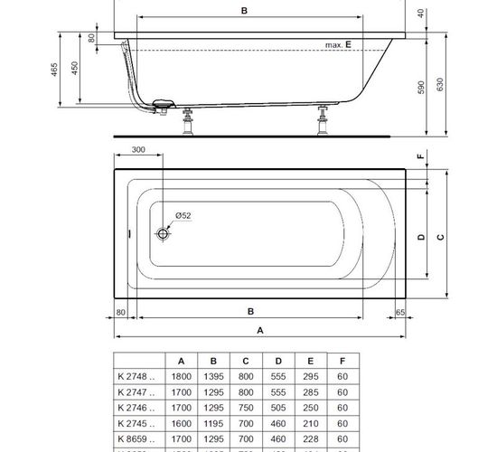 Cada baie acryl  Ideal Standard Hotline 1700x800 K274701In limita stocului