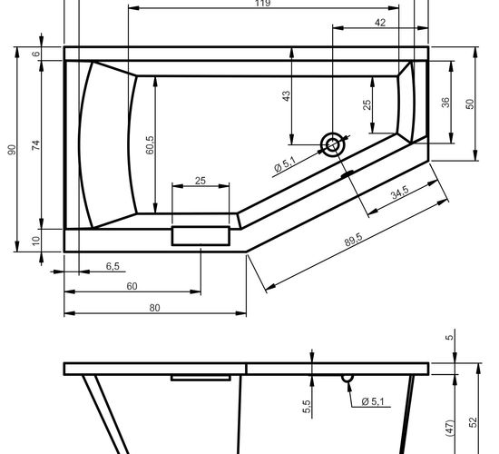 Cada baie acryl asimetrica Riho Geta 1600x900 ST B030001005