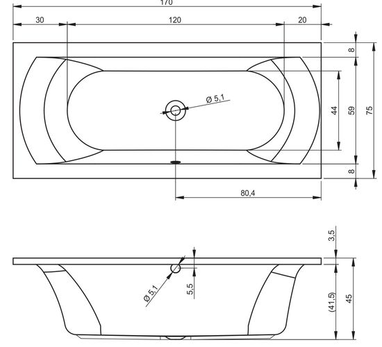 Cada baie acryl Riho Lima 1500x700 B049001005