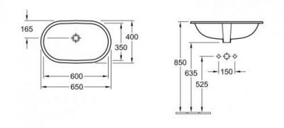 Lavoar sub blat Villeroy &amp; Boch o.Novo 600x350 41626001