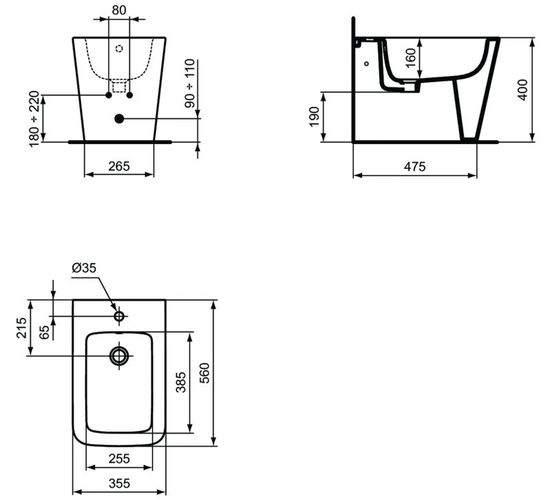 Bideu stativ Ideal Standard Atelier Blend Cube T368901