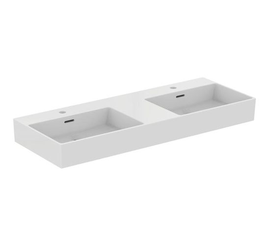 Lavoar dublu pe blat Ideal Standard Atelier Extra 1200x450 doua orificii pentru baterie T391301