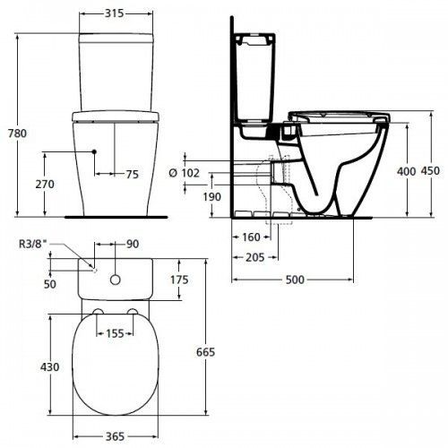 Rezervor WC Ideal Standard Connect Cube E797001