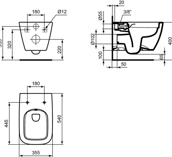 Vas WC suspendat Ideal Standard i.life B RimLS+ cu functie de bideu T534701