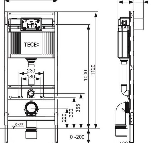 Rama WC TECE Base 3 in 1 +clapeta Alba 9.400.400