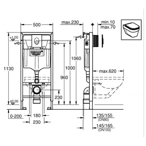 Rama WC GROHE Rapid SL+clapeta Skate Air Crom 38721001