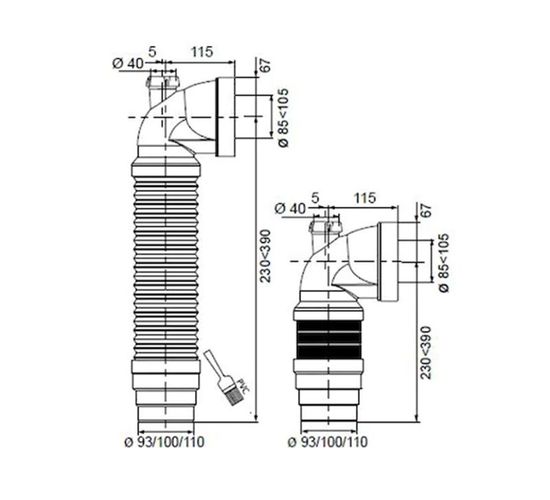 Adaptor Cot WC  Wirquin extensibil D110 racordare MS (70950168)