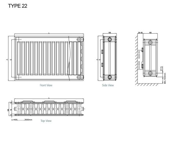 Radiator Otel Demir Dokum Premium T.22 900x 600