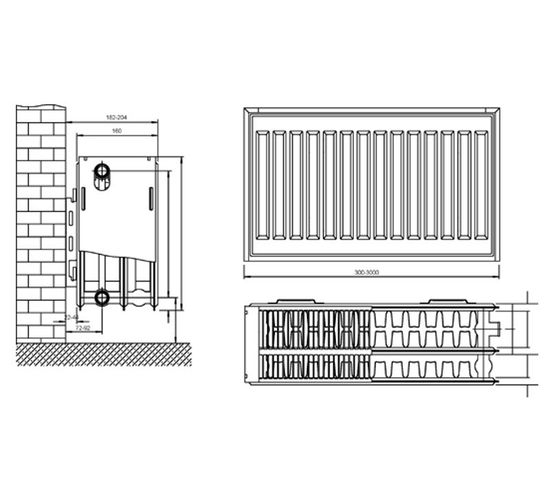 Radiator Otel Demir Dokum Premium T.33 300x1000