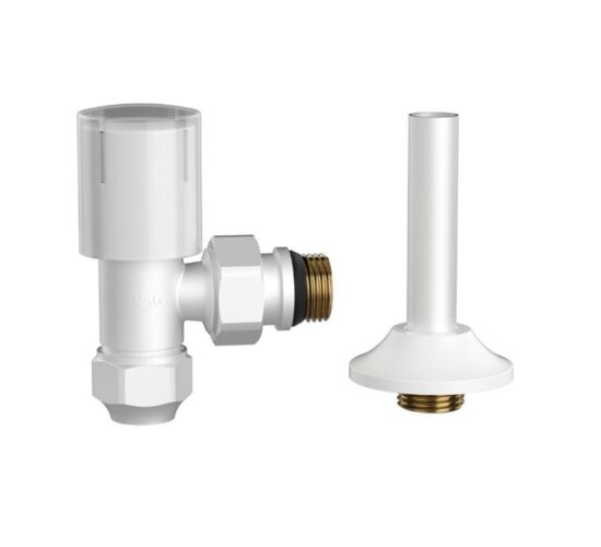 Robinet coltar radiator cu teava racordare ASG 16x1/2 tur Alb