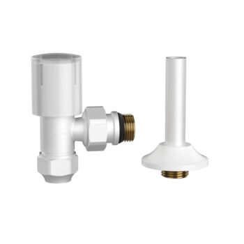 Robinet coltar radiator cu teava racordare ASG 16x1/2 tur Alb