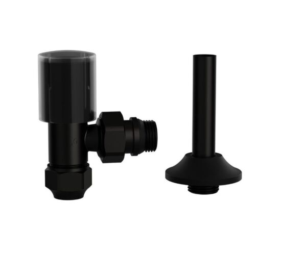 Robinet coltar radiator cu teava racordare ASG 16x1/2 tur Negru