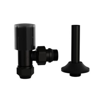 Robinet coltar radiator cu teava racordare ASG 16x1/2 tur Negru