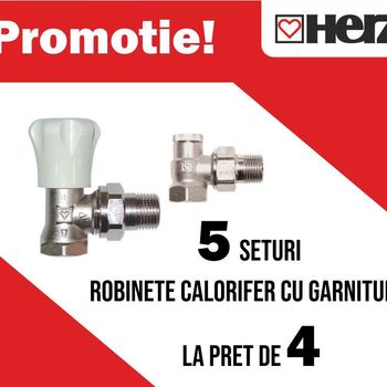 Set robinet colt rad. cu garnitura HERZ 1/2 tur+retur PROMO(4+1)